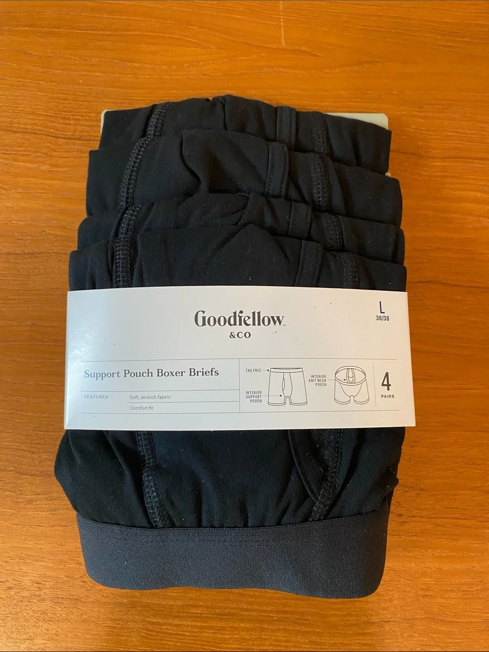 Goodfellow & Co NWT 4 Pairs Men’s Black Support Pouch Boxer Briefs Large 36/38